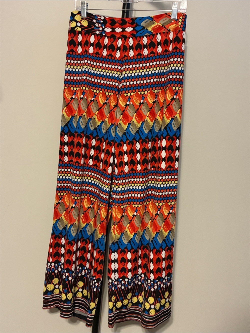 Sharagano Multicolor Geometric Wide-Leg Pants Pull One Colorful Stretch Medium